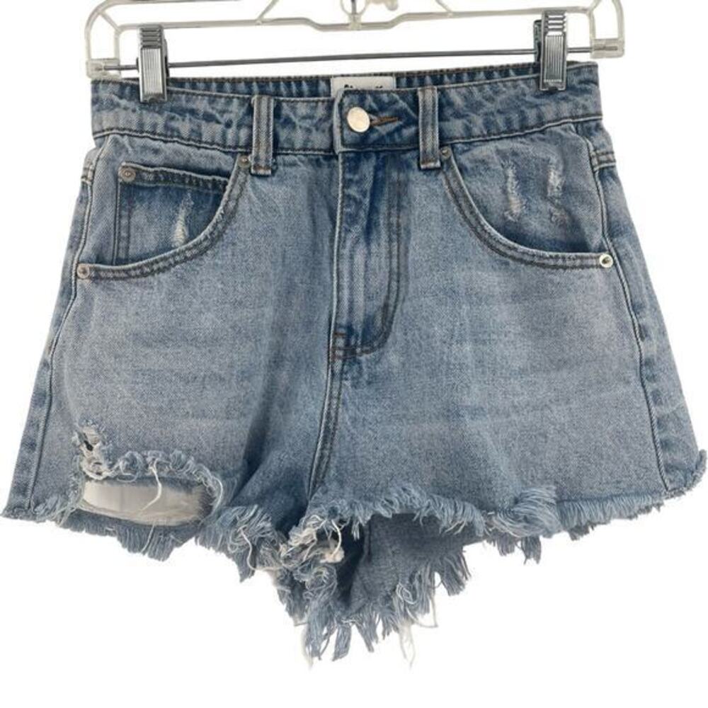 Princess Polly Blue Distressed Jean Shorts size 2